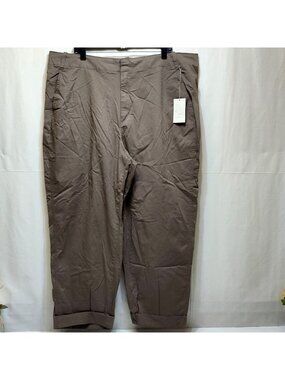 A New Day Womens 20W Chino Brown Stretch Straight Relaxed Cuffed Ankle Pants NWT